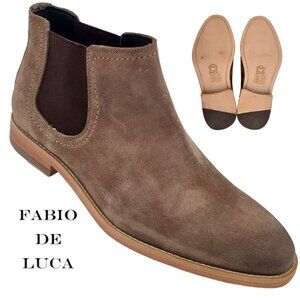 NEW Fabio De Luca Men 9 Tan Brown All Leather Suede Chukka Dress Boots Old Stock
